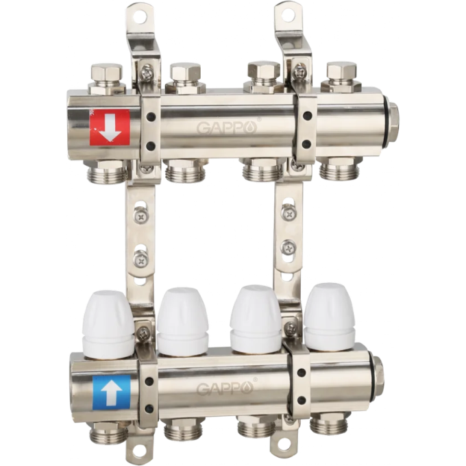 Коллектор регулируемый с запорными клапанами GAPPO G427.6 6-вых.x1